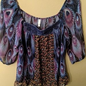 😍Peacock print shear blouse😍